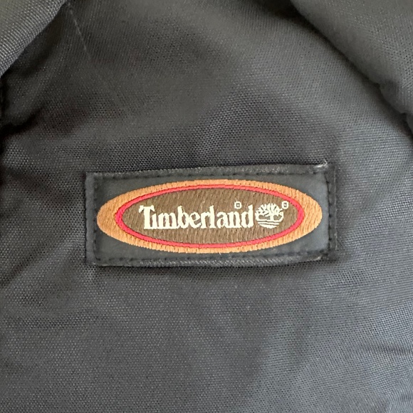 Timberland Canvas Backpack Olive Green/Brown Leather Vintage Hiking Outdoors - Picture 8 of 16